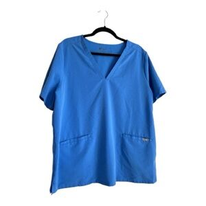 Figs V-Neck Blue Short Sleeve Technical Collection Zamora Top sz  XXL